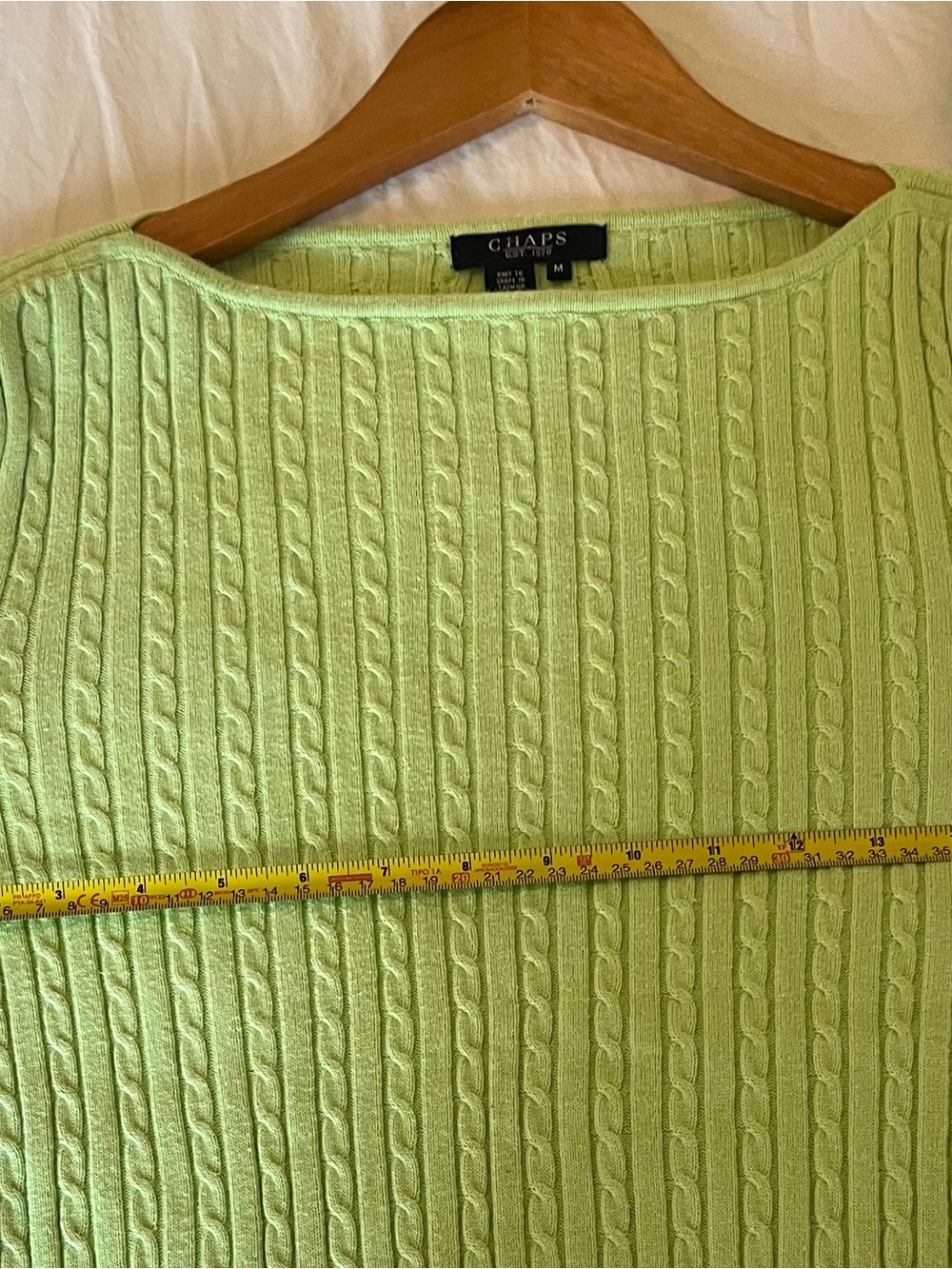 Chaps Women’s Mint Green Cable Boatneck Sweater - Picture 5 of 6